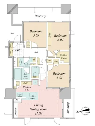 オーベルアーバンツ東中野-間取り