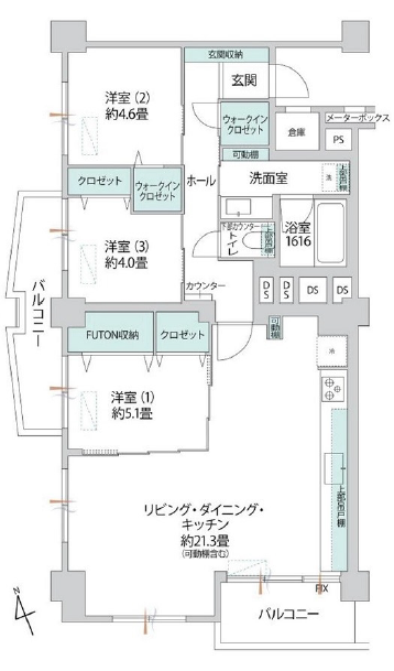 中目黒ハイツ-間取り