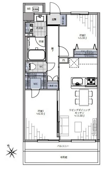 マンションアクロス代々木-間取り