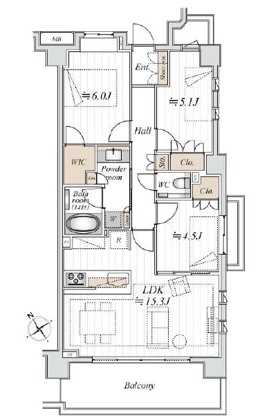 ブランズ東中野プレシアス-間取り