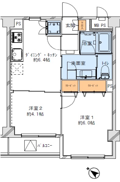 サンピア幡ヶ谷公園2階-間取り