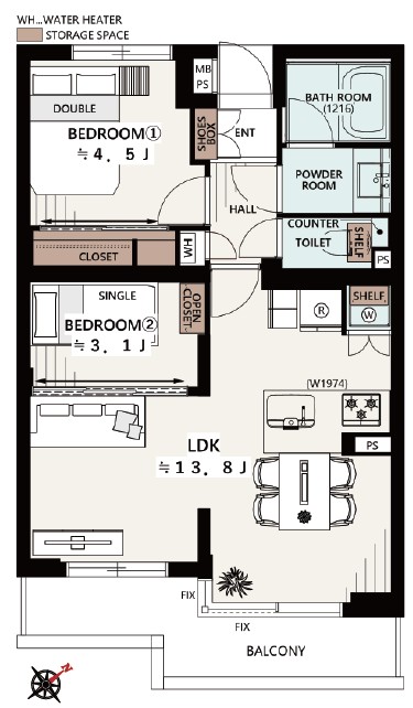 上目黒小川坂ハイツ-間取り