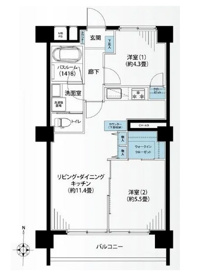 日商岩井方南町マンション-間取り