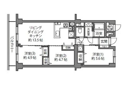 方南サンハイツ1階-間取り