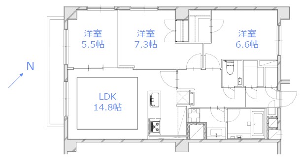 マンション広尾台7階-間取り