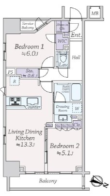 シティハウス目黒ザ・ツイン SOUTH棟　6階-間取り