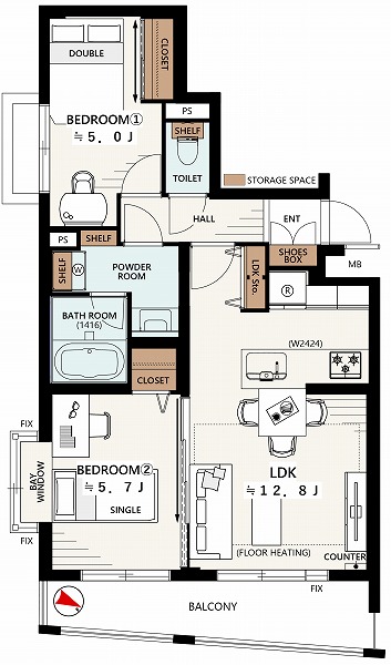 ゼクスビューネ中野本町-間取り