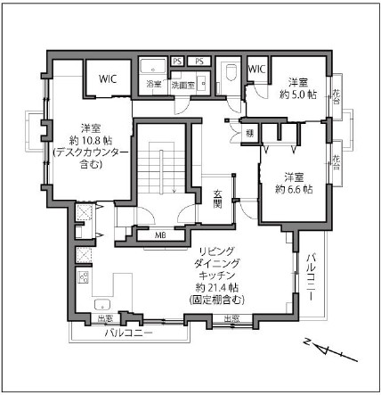 上原グリーンハイム1号棟-間取り