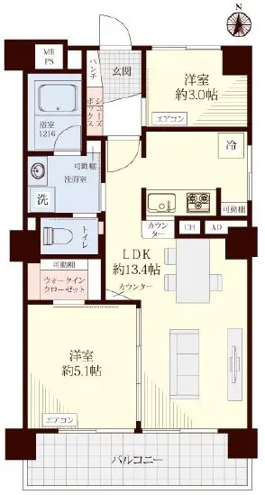 日商岩井方南町マンション408号室-間取り