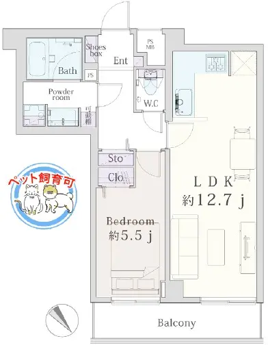 ライオンズガーデン幡ヶ谷414号室-間取り