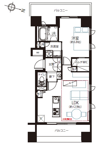 ラコント新宿セントラルパークアパートメント5階-間取り