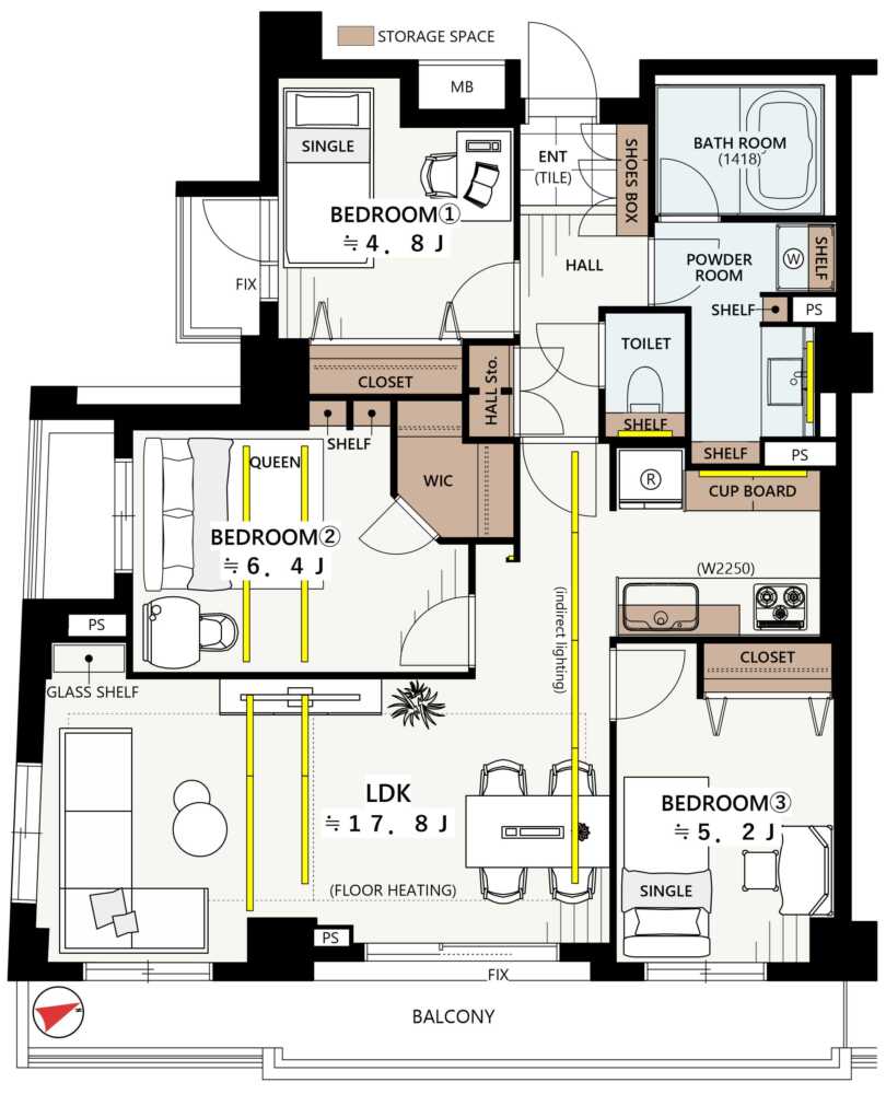中野文園パークハウス207号室-間取り