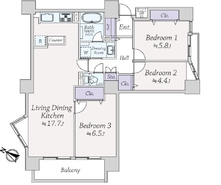 朝日ツイン目黒（A棟・B棟）-間取り