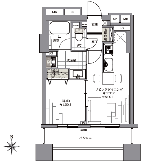 クオリア神南フラッツ-間取り