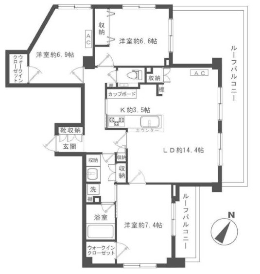 サンクタスガーデン目黒603号室-間取り