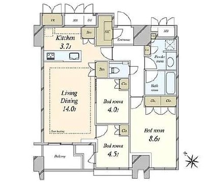 プラウドタワー渋谷18階-間取り