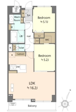 朝日広尾マンション619号室-間取り