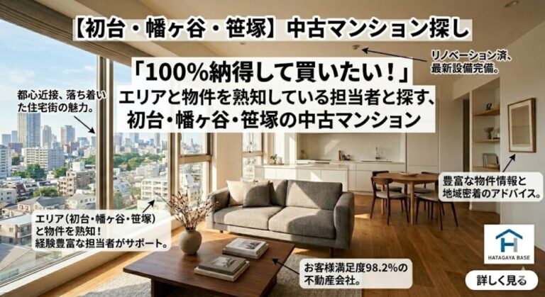 「100％納得して買いたい！」エリアと物件を熟知している担当者と探す、初台・幡ヶ谷・笹塚の中古マンション