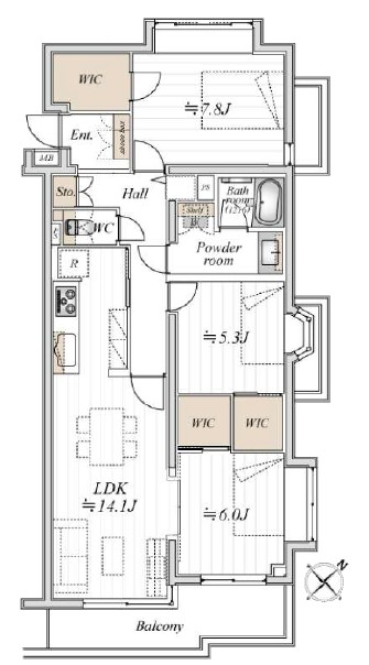 上目黒小川坂ハイツ209号室-間取り