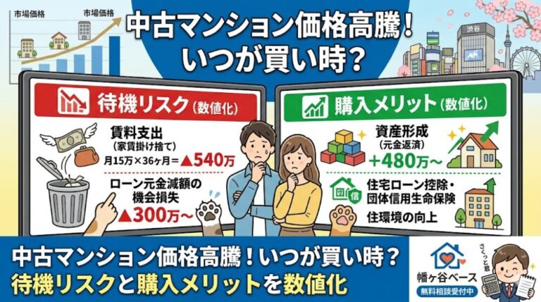 中古マンション価格高騰！いつが買い時？待機リスクと購入メリットを数値化