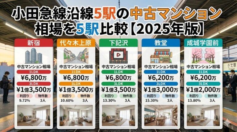 小田急線沿線5駅の中古マンション相場を5駅比較【2025年版】