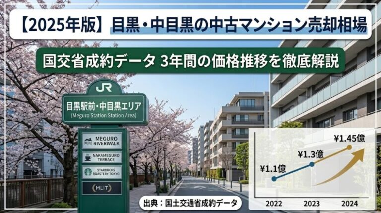 目黒・中目黒の中古マンション売却相場2025｜国交省データ3年推移