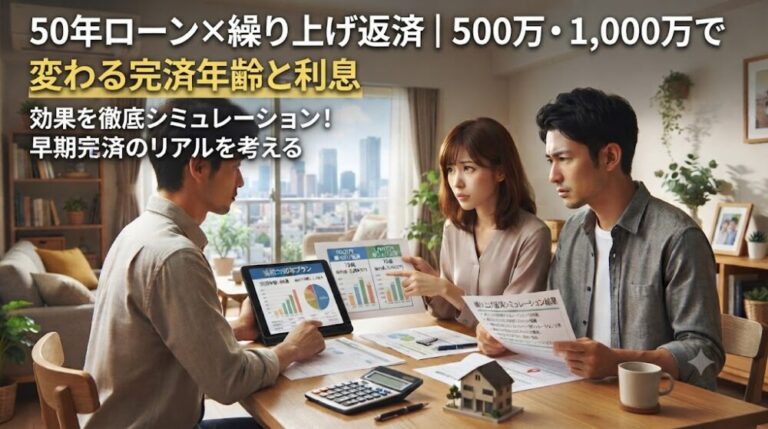 50年ローン×繰り上げ返済｜500万・1,000万で変わる完済年齢と利息