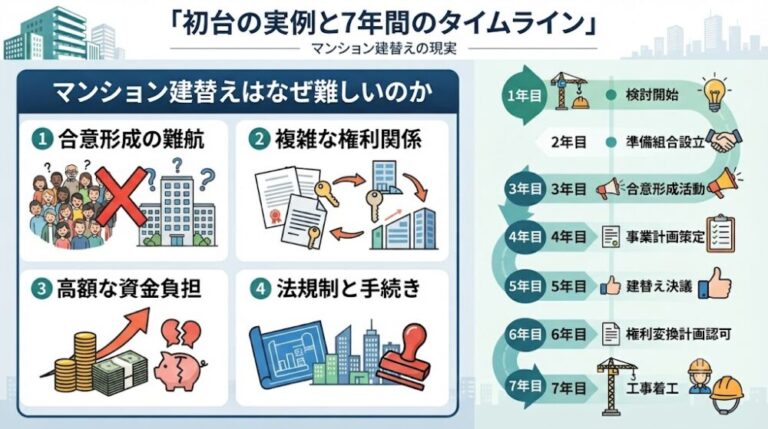 マンション建替えはなぜ難しいのか｜初台の実例と7年間のタイムライン