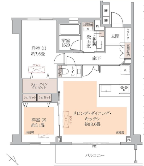 南平台ハウス410号室-間取り